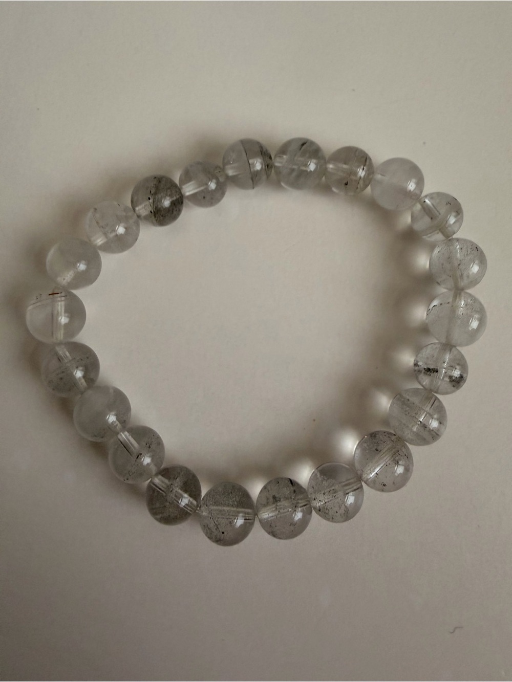 Natural Tourmalinated Quartz Bracelet | Genuine Black Tourmaline In Clear Quartz